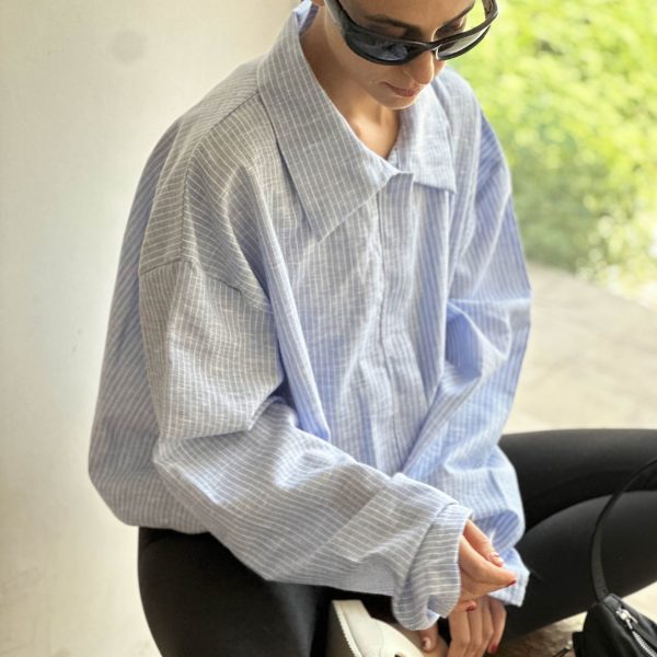 بامبر جکت لینن (راه راه ابی )